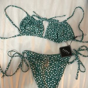 Green Daisy Strappy Bikini